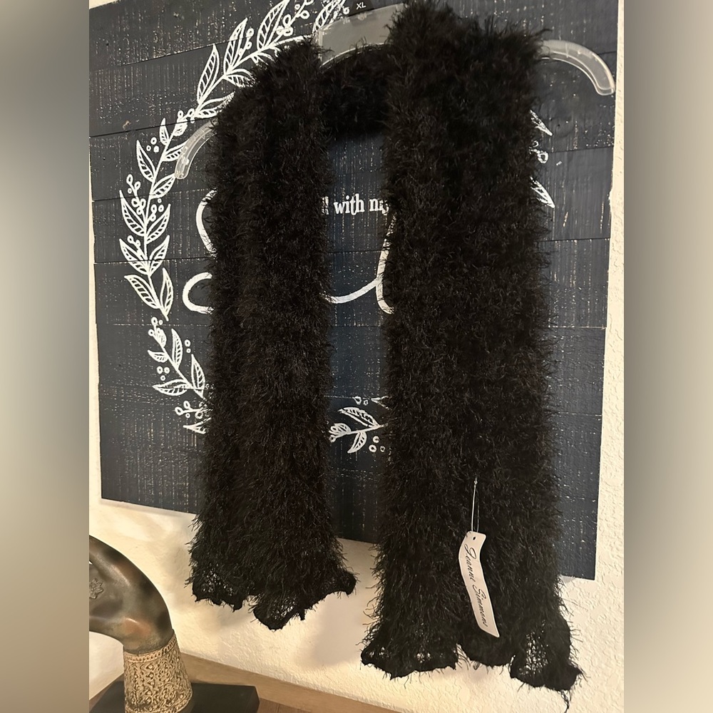 Black Fluffy Jeanne Simmons Winter Scarf